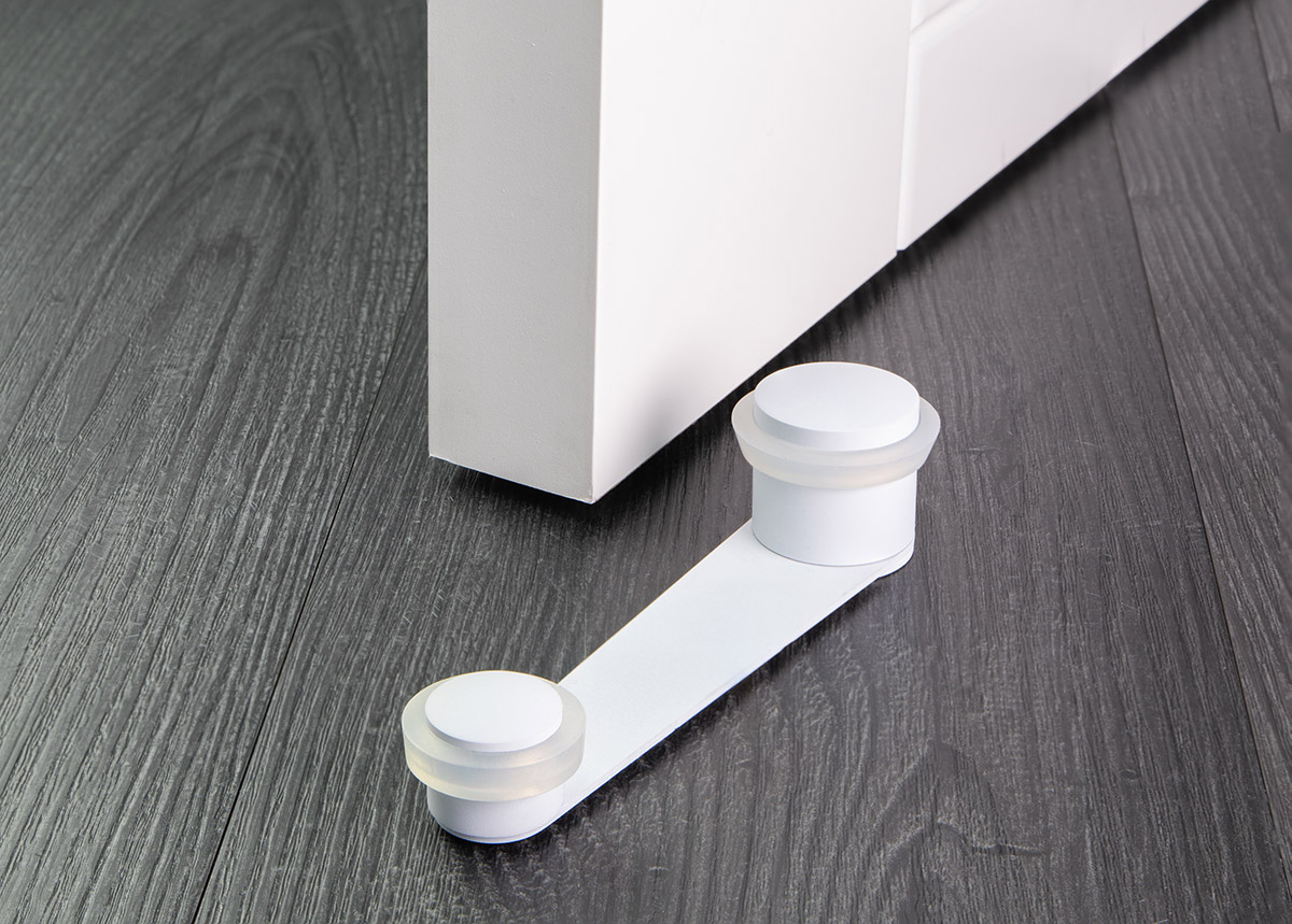 Retenedor Puerta Suelo Acero Lacado Blanco Inspiracion Herrajes Evi